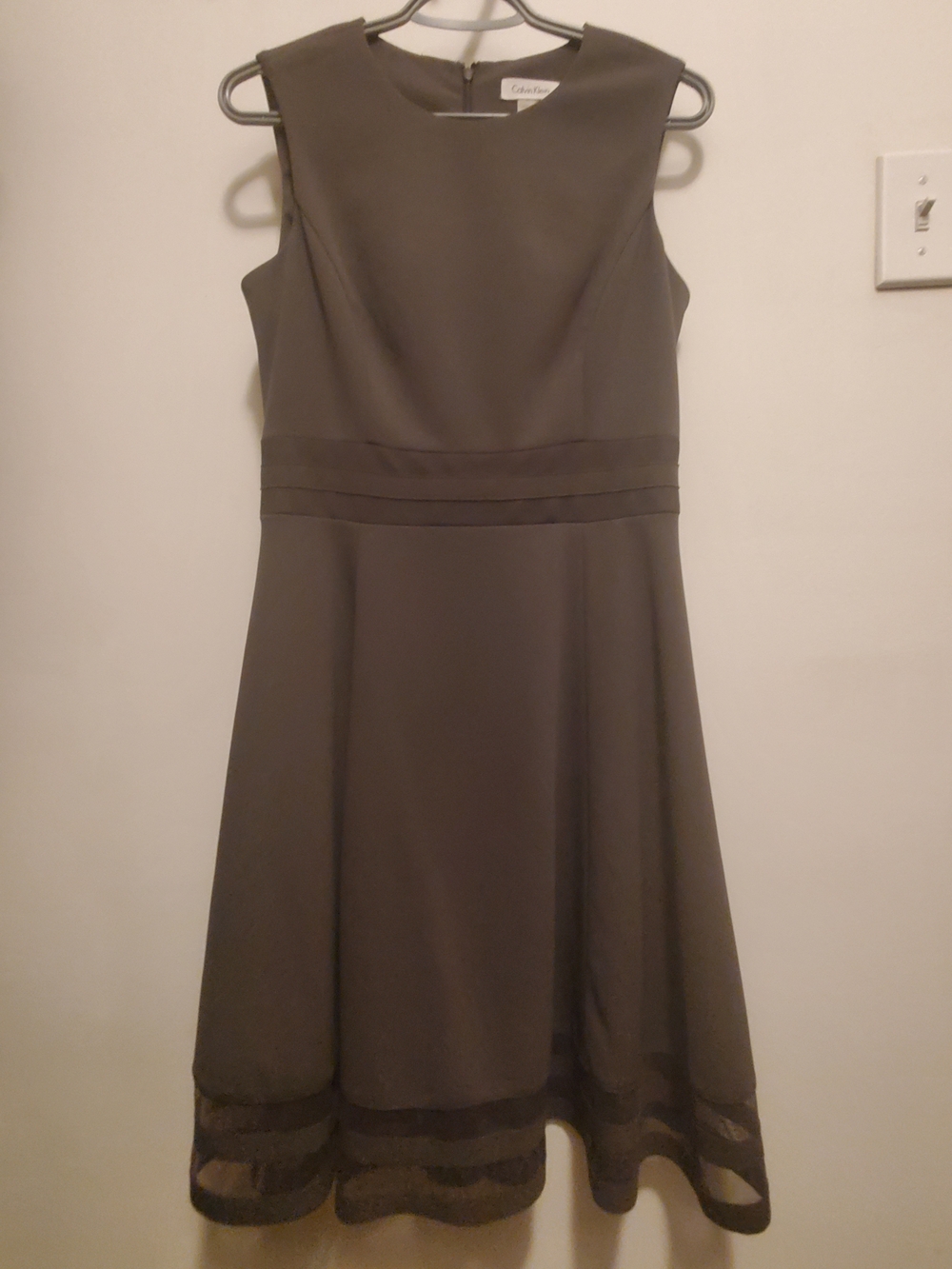 Calvin Klein Dark Olive Sleeveless A-Line Dress